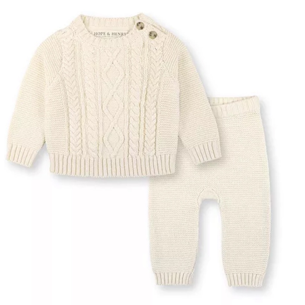 Hope & Henry Layette Long Sleeve Cardigan Sweater and Legging 2-Piece Set